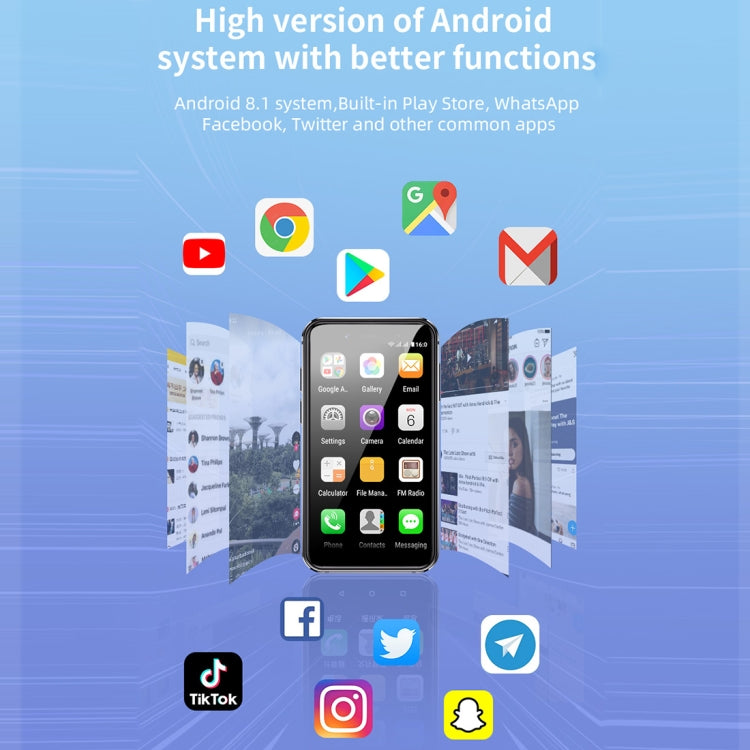 3.0 inch Android 8.1 MTK6580 Quad Core 1.3GHz, Network: 3G, Dual SIM, Global Version with Google Play 3.0 inch Android 8.1 MTK6580 Quad Core 1.3GHz, Network: 3G, Dual SIM, Global Version with Google Play